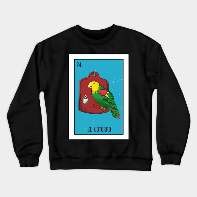 Mexican Loteria 24 El Cotorro The Pigeon Crewneck Sweatshirt by Zone32